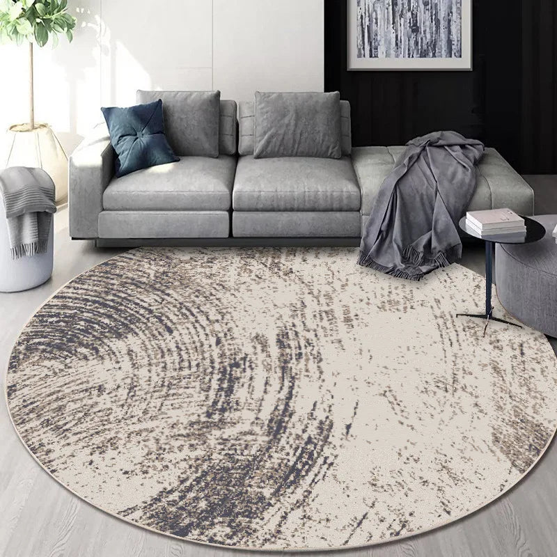 Afralia™ Circular Geometric Cashmere Floor Mat for Living Room, Stain Resistant & Easy-Clean