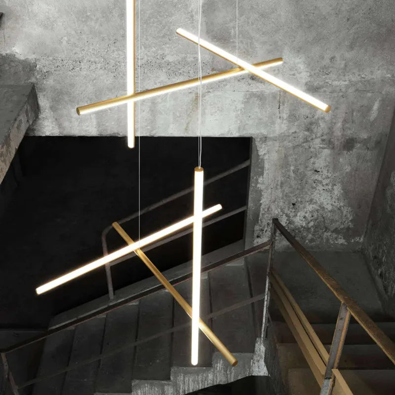 Afralia™ LED Linear Ceiling Chandelier Italian Designer Luxury Dining Room Chandelier