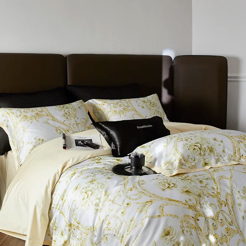 Afralia™ Luxe 100s Egyptian Cotton Bedding Set: Sheet, Blanket, Cover, Pillowcase