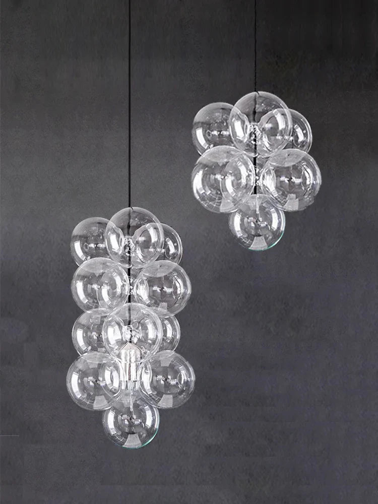 Afralia™ Bubble Glass Chandelier Pendant Light for Dining Room Villa Stair Lustre