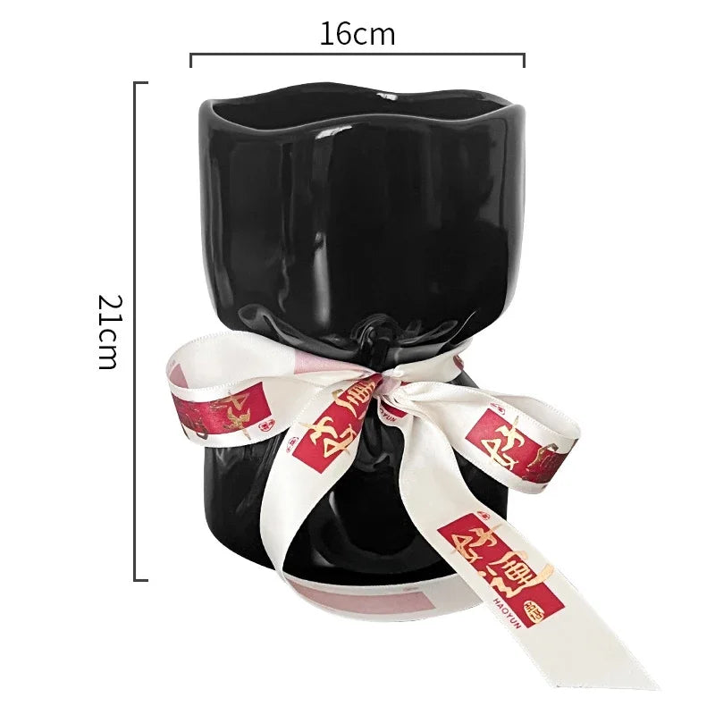 Afralia™ Ceramic Bouquet Vase Desk Decoration Room Aesthetic Decor