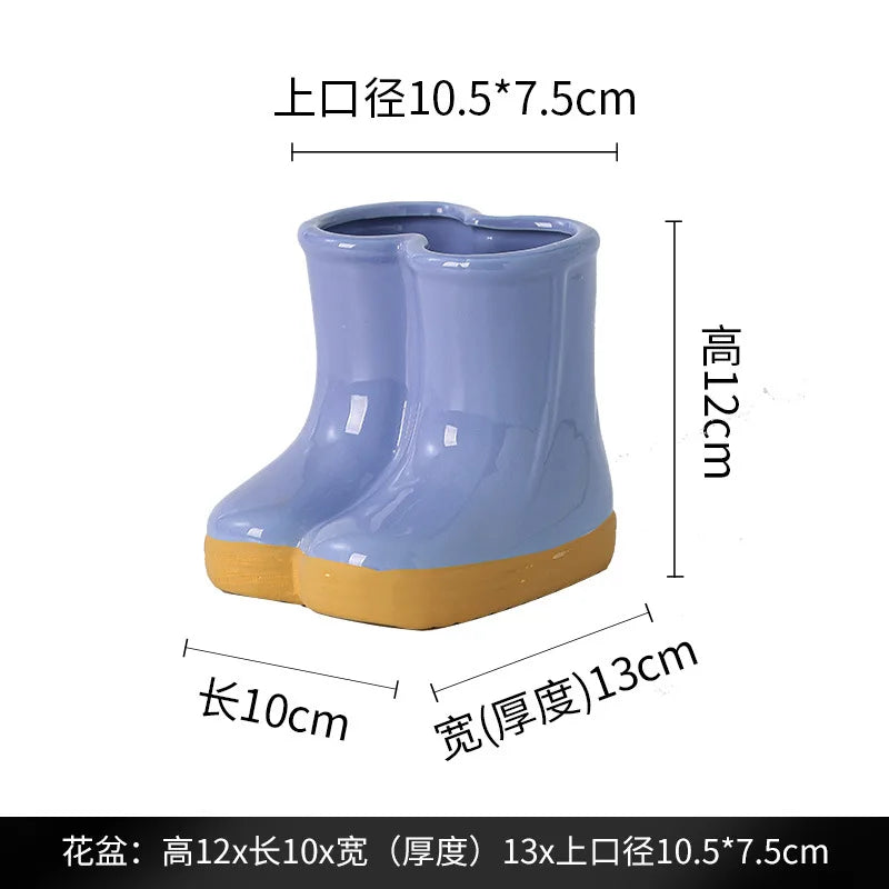 Afralia™ Ceramic Rain Boots Flower Vase - Garden Pot Home Decor Accessories