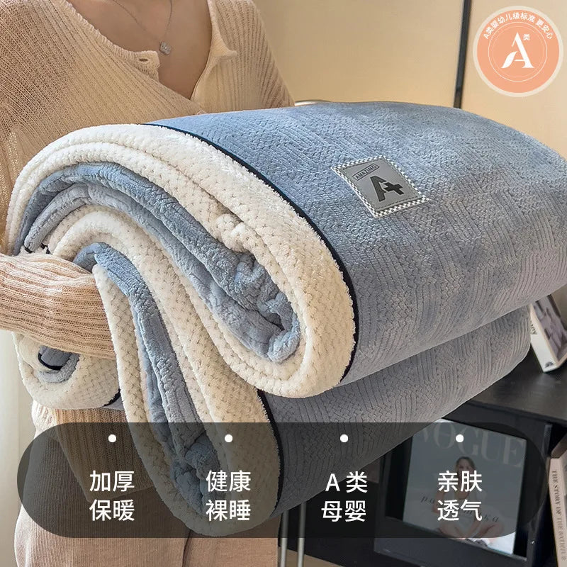 Afralia™ Light Luxury Velvet Plush Cotton Blanket