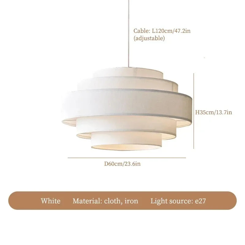 Cream Fabric Pendant Lamp, Mid Century Style - Afralia™ Living Room, Bedroom, Dining Room, Kitchen Island Décor