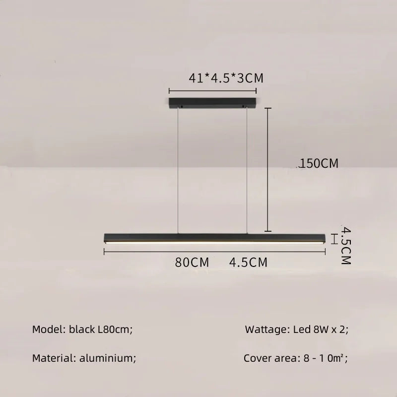 Afralia™ Modern Straight Pendant LED Light - Minimalist Painted Aluminium Chandelier