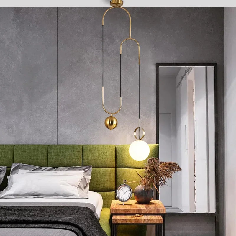 Afralia™ Golden Glass Ball Pendant Lamps - Modern Bedroom & Living Room Lighting