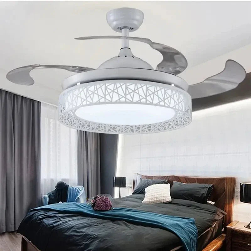 Afralia™ Gold Ceiling Fan Lights Remote Control 36/42inch Dining Bedroom Living Luminaria