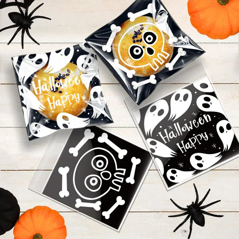 Afralia™ Halloween Biscuits Packaging Bags 100PCS - Kitchen Pastry Decoration Essentials