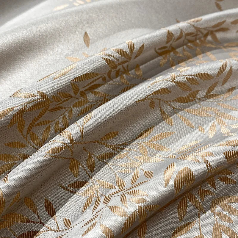 Afralia™ Silk-Cotton Jacquard Bedding Set in Nude, Single/Double Size Soft Bedclothes