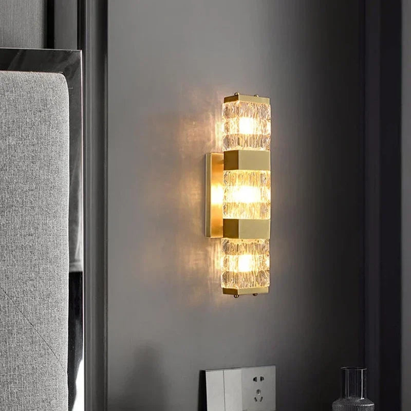 Afralia™ Crystal Rectangle Wall Lamp: Luxury Modern LED Lighting for Living Room, Bedroom, Staircase, TV Decor