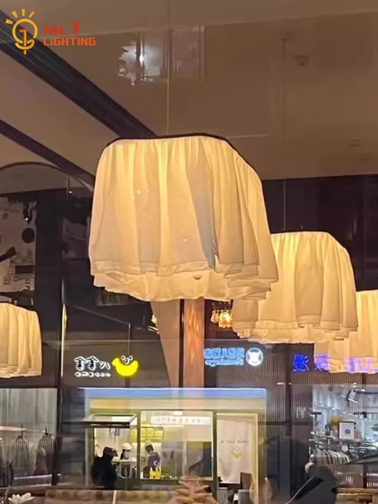 Afralia™ French Design LED E27 Fabric Pendant Lights for Atmosphere Decor in Hotels, Restaurants, and Bars