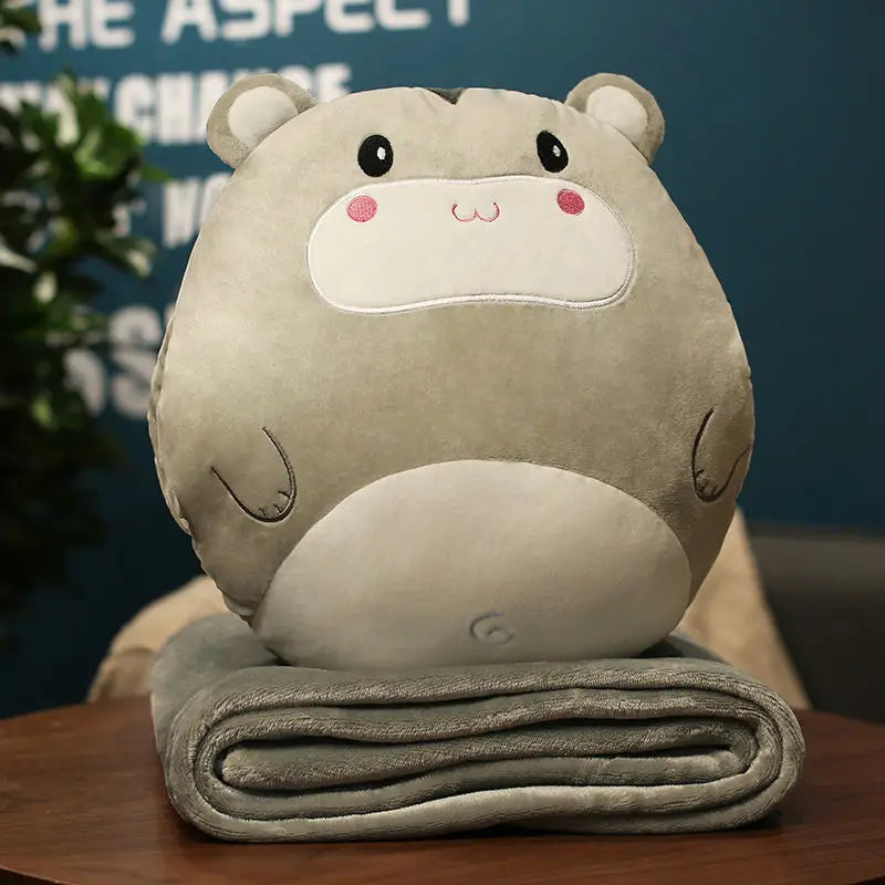 Afralia™ Cartoon Animal Throw Pillow Blanket: Two-in-one Multi-functional Home Office Summer Blanket