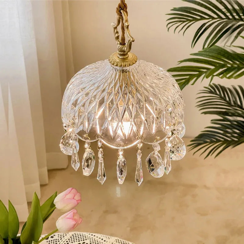 Afralia™ Crystal Small Chandelier for Aisle Entrance, Bedside, Balcony, Corridor – French Retro Light Luxury