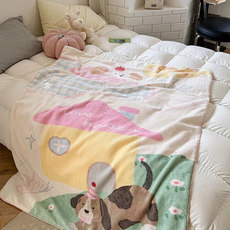 Afralia™ Kids Cartoon Milk Velvet Nap Blanket: Soft & Warm Quilt for All Seasons
