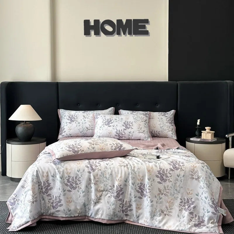 Afralia™ Cool Silk Summer Quilt Set with Sheets & Pillowcases