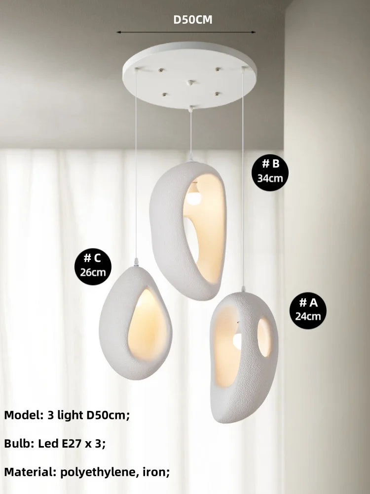 Afralia™ White Wabi Sabi E27 LED Pendant Chandelier for Home Decor & Bar, Nordic Design
