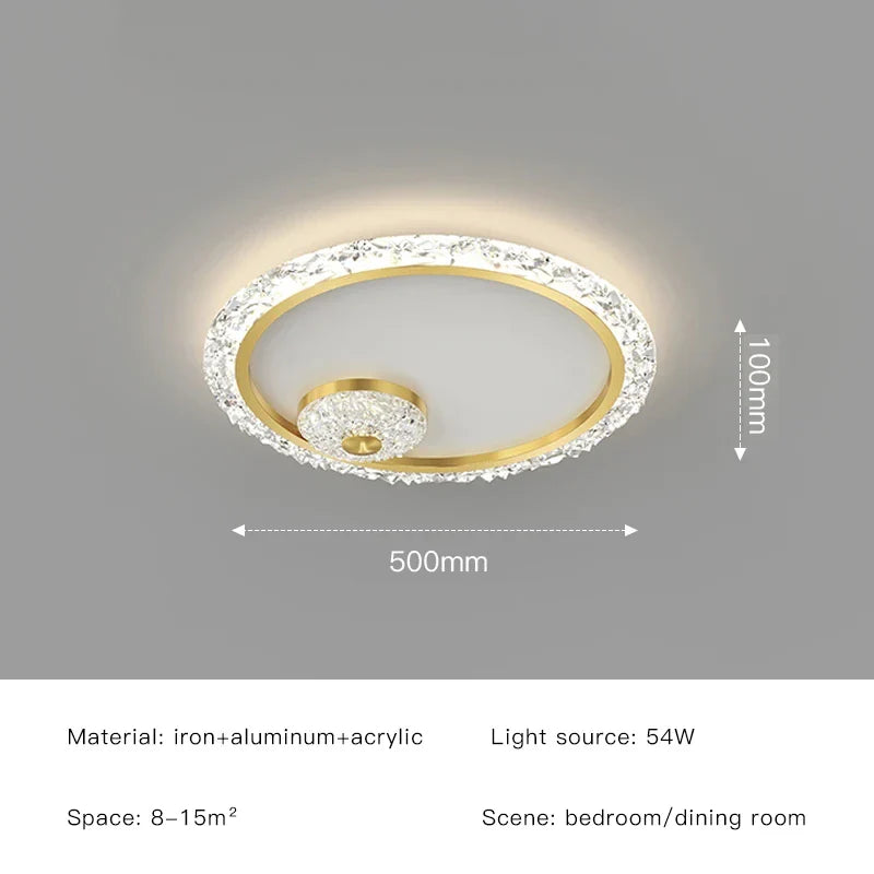 Afralia™ Golden Crystal LED Ceiling Lamps for Bedroom Kitchen Bathroom - Luxury Chandeliers