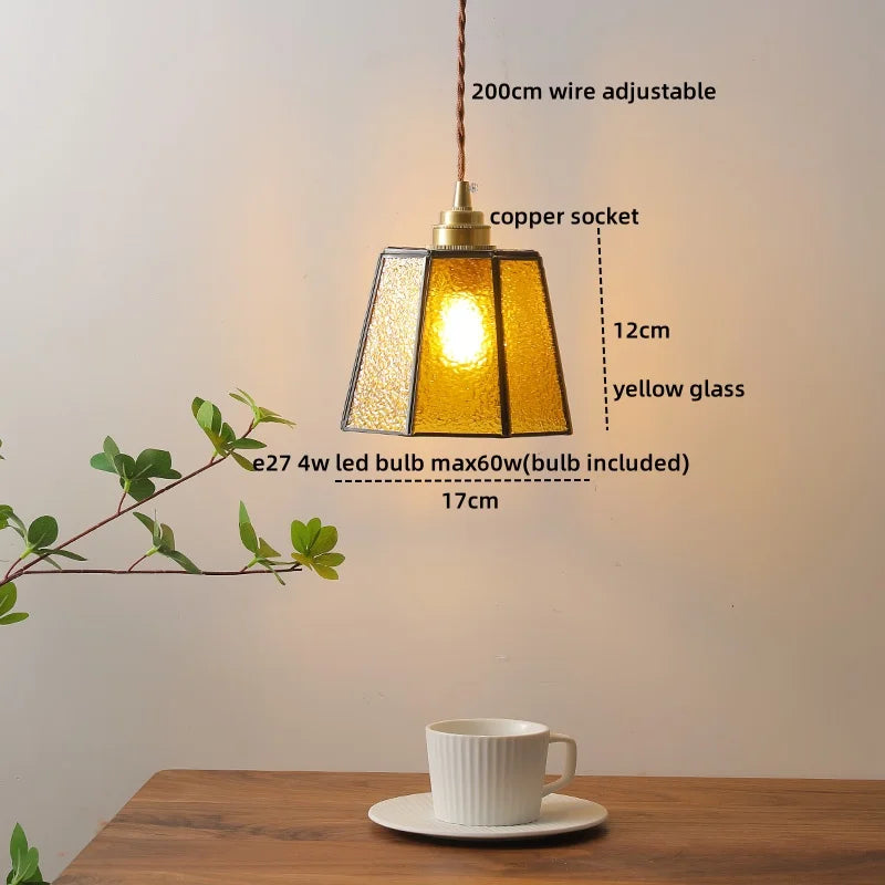 Afralia™ Glass Copper LED Hanging Light: Nordic Pendant Lamp, Living Room Bedroom Coffee Knob Switch