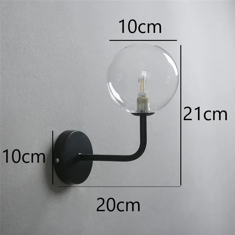 Afralia™ Nordic Glass Ball Metal Bend Wall Lamp for Living Room, Bedroom - Gold/Black