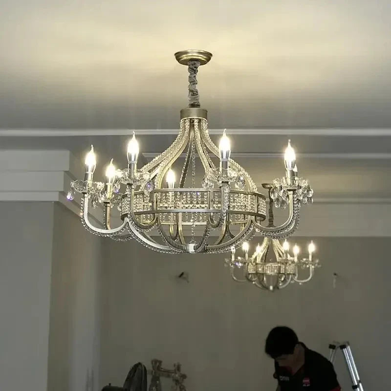 Afralia™ Crystal Chandelier: Elegant France Chrome Pendent Lamp for Living Room, Dining Room, Bedroom