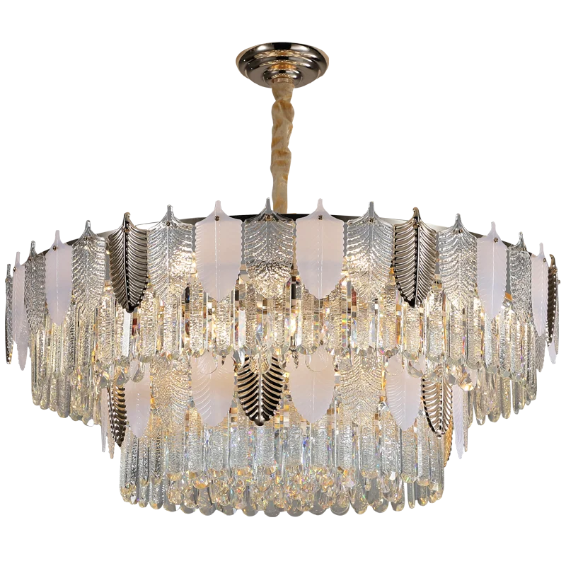 Afralia™ Retro Leaf Crystal Chandelier: Luxury Postmodern Living Room Lighting