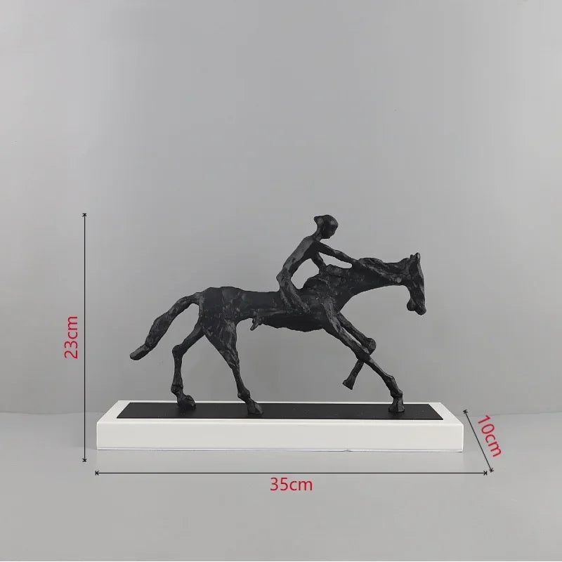 Afralia™ Metal Horseman Abstract Figure Sculpture Home Decor Figurine Statuette