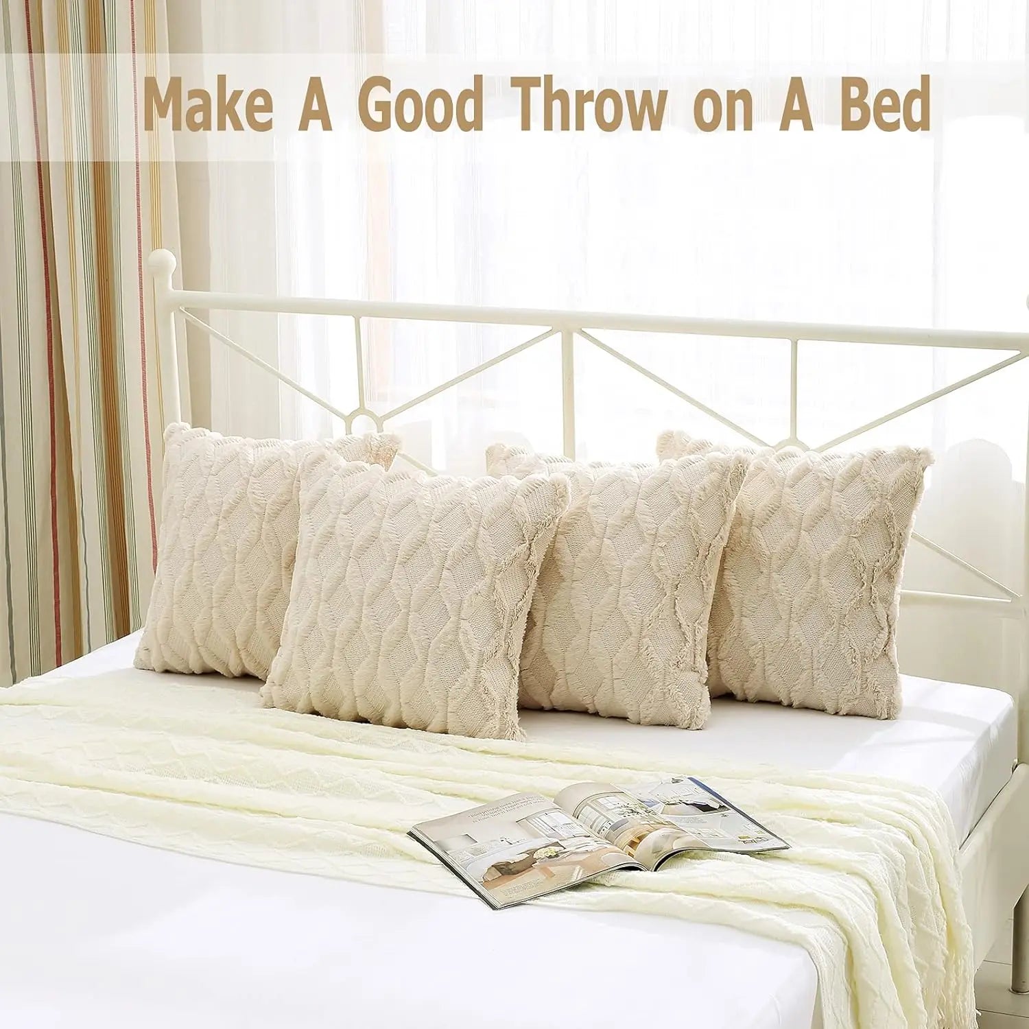 Afralia™ Solid Beige Throw Pillow Cover 45x45cm for Sofa and Bedroom