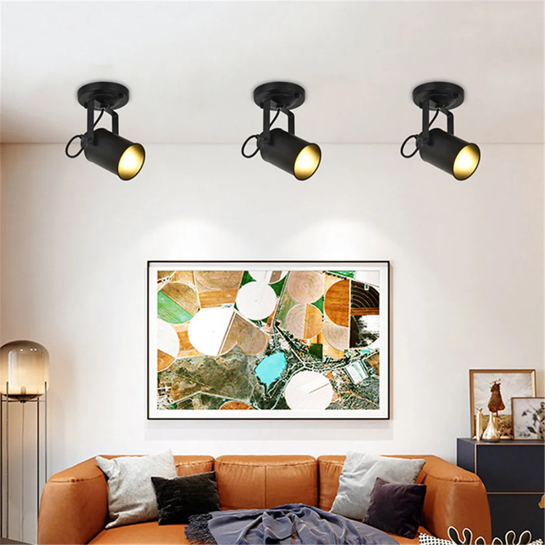 Afralia™ Black Wrought Iron Spotlight Accent Lamp - Adjustable Flush Mount Lighting