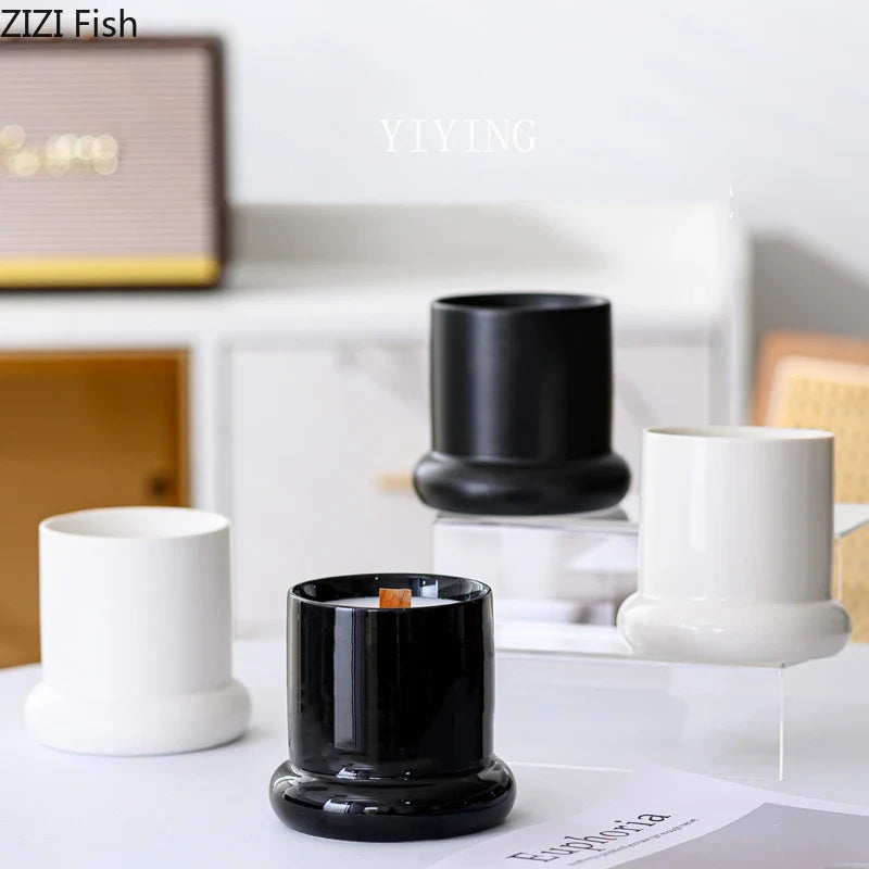 Afralia™ Ceramic Candle Holder Cylinder Candlestick Aroma Diffuser Home Decoration