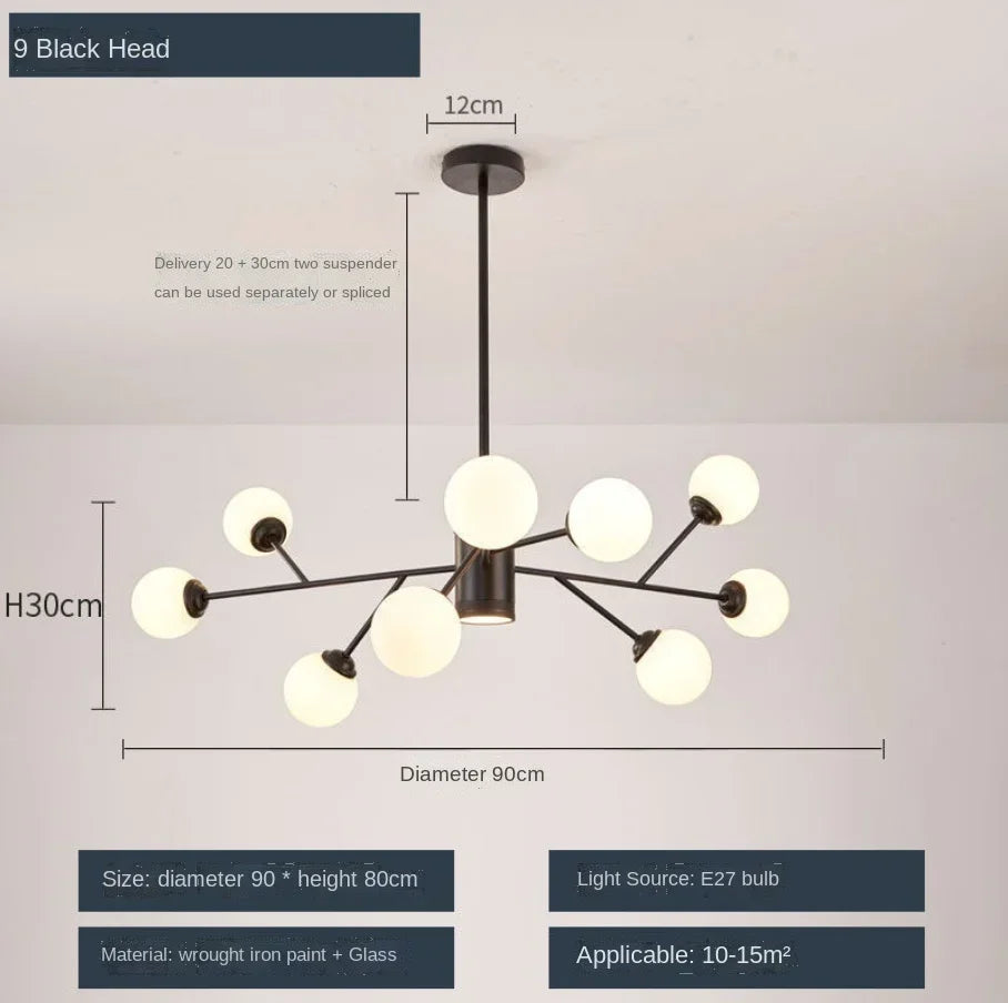 Afralia™ Glass Ball Ceiling Chandelier for Bedroom Dining Living Room Lighting