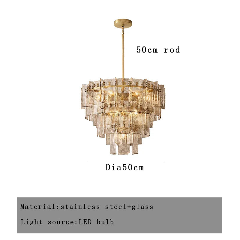 Afralia™ Classic Gold Glass Chandelier Fixture for Living Room & Dining Table