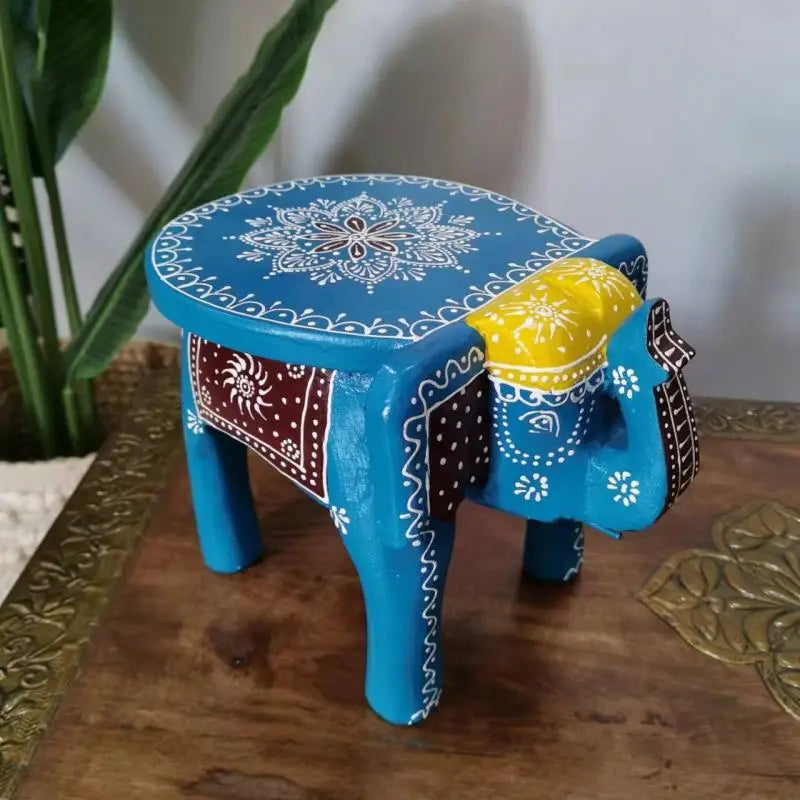 Afralia™ Handmade Elephant Stool: Thai Style Ethnic Wood Low Stool Ornament