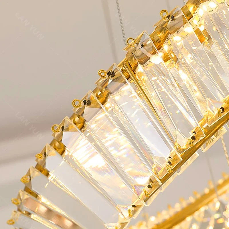 Afralia™ Crystal Chandelier Stair Pendant Lamp Living Room Pendant Lights Interior Lighting