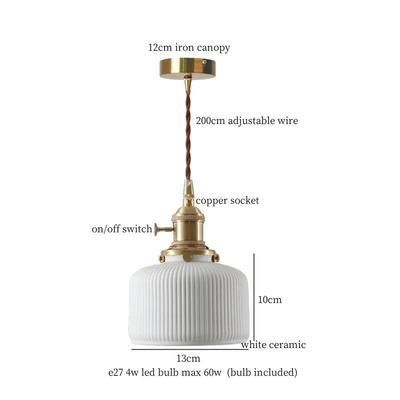 Afralia™ White Ceramic LED Pendant Lamp - Nordic Minimalism Design