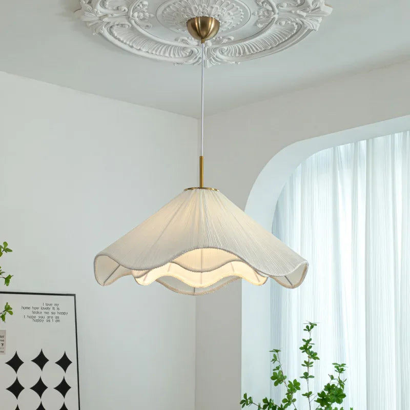 Afralia™ Nordic Fabric LED Chandelier Modern White E27 Pendant Lights Dining Room Art Decor