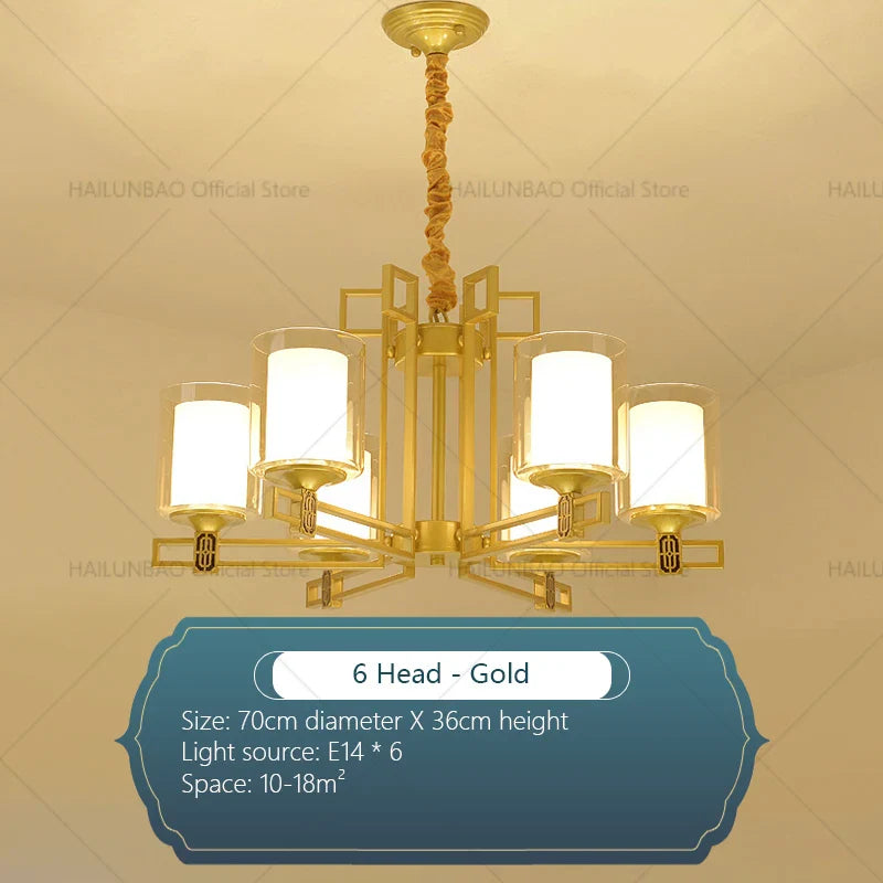 Afralia™ Zen Copper Chandelier for Living Room, Dining Room, Hotel, Restaurant