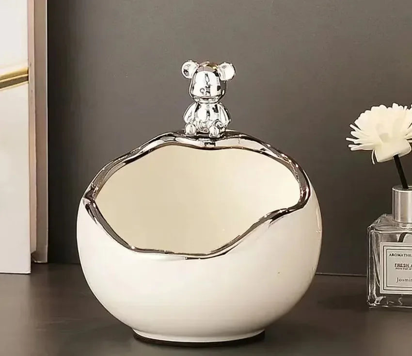 Afralia™ Ceramic Bear Tray: Modern Home Table Decor & Key Holder