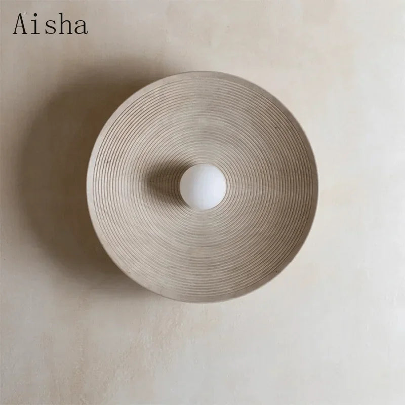 Afralia™ Japanese Style Resin Wall Lamp - Retro Round Sconces Fixture