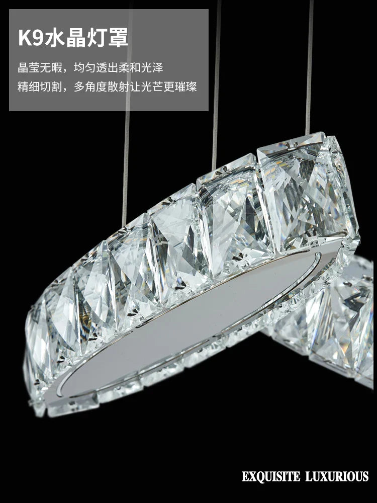 Afralia™ Luxury Crystal Ceiling Pendant LED Chandelier with Remote Control