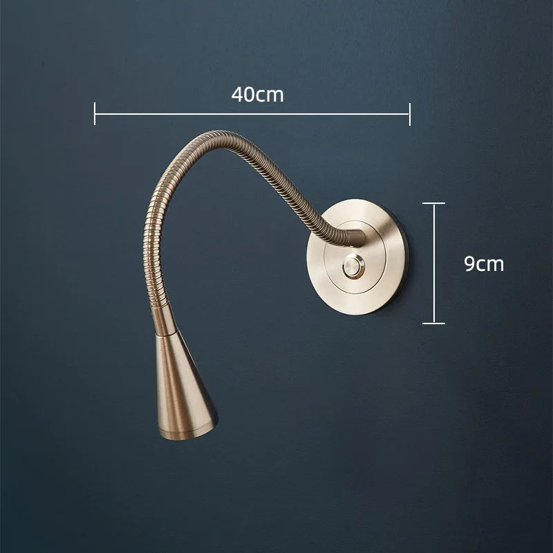 Afralia™ Aluminum LED Gooseneck Wall Sconce for Bedroom Spotlight Reading Light
