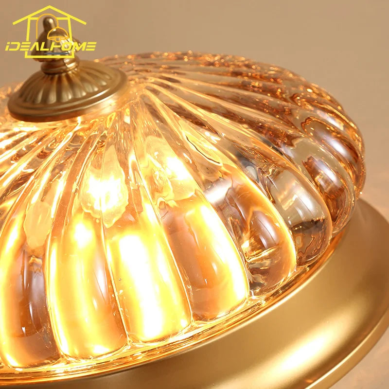 Afralia™ Modern Round Glass Ceiling Light LED E27 Gold/Black for Bedroom Cafe