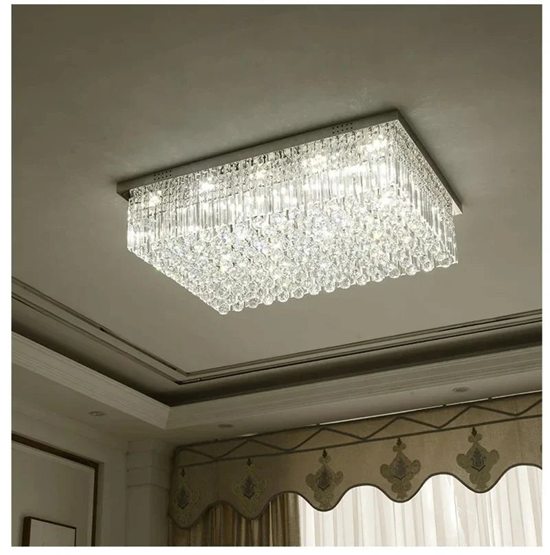 Afralia™ Crystal LED Ceiling Lamp for Luxurious Villa Living Room and Bedroom Home Decor
