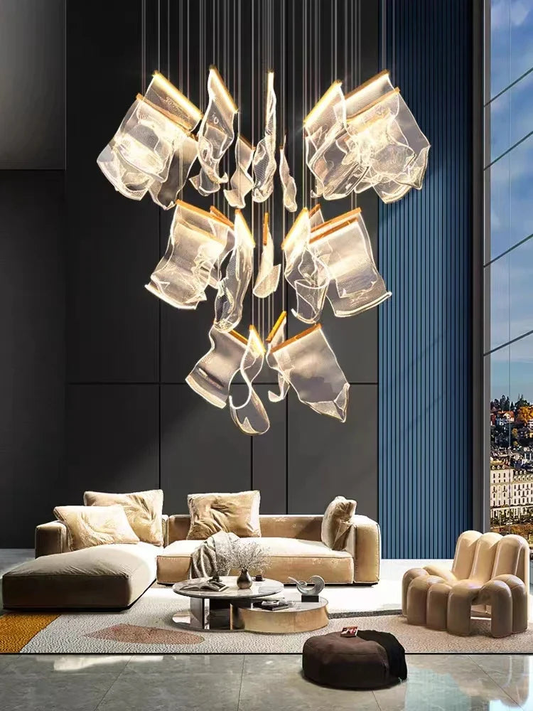 Afralia™ LED Modern Ceiling Chandelier for Living Room Staircase Restaurant Attic Home