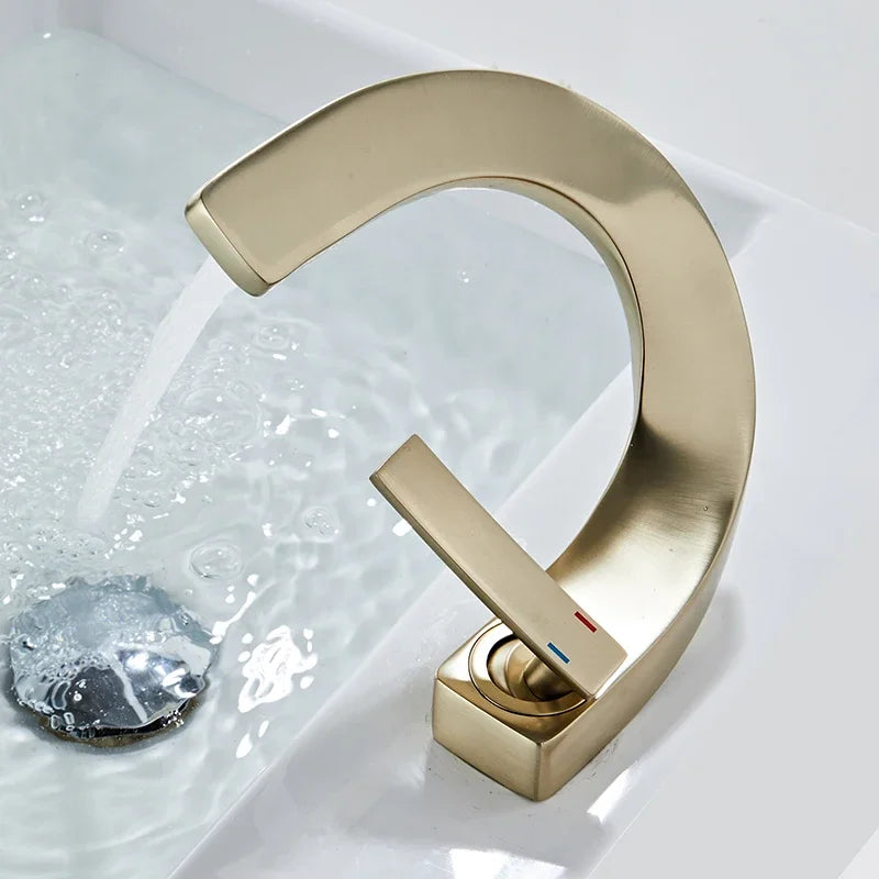 Afralia™ Brass Basin Faucet Hot Cold Water Sink Tap Deck Mounted Luxury Vintage Style