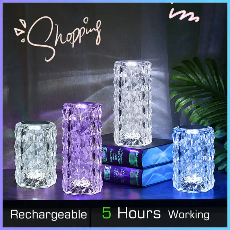 Afralia™ Crystal LED Night Light, USB Rechargeable Ambient Lamp for Room Decor