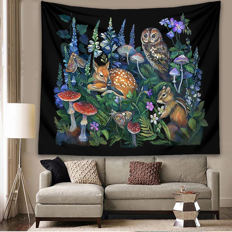 Afralia™ Enchanted Forest Celestial Mushroom Botanical Wall Hanging