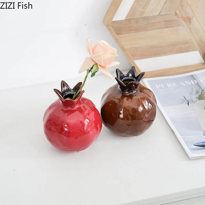 Afralia™ Porcelain Pomegranate Vase: Ceramic Table Decoration for Aesthetic Room Decor