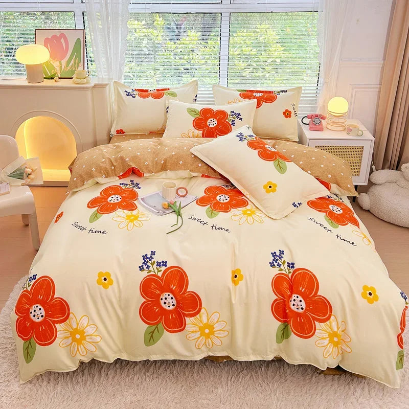 Afralia™ Plant Printed Brushed Single Duvet Cover for Cozy Winter Nights