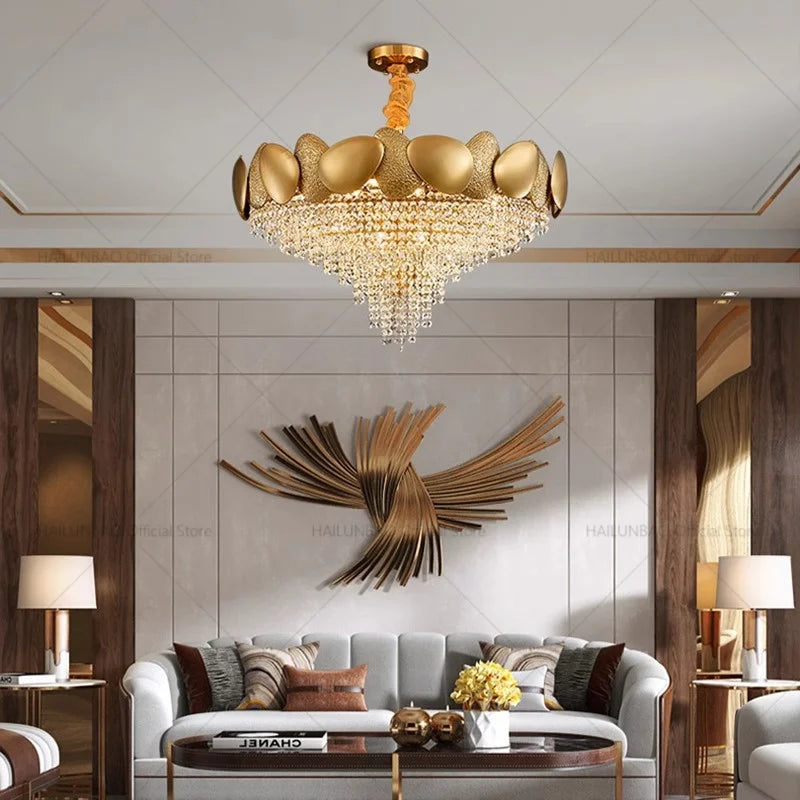 Afralia™ Elegant Crystal Chandelier for Villa Hotel Project Bedroom Restaurant Living Room