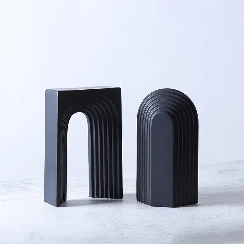 Afralia™ Geometric Ceramic Semicircular Arch Decor Figurines Home Decor Accessories
